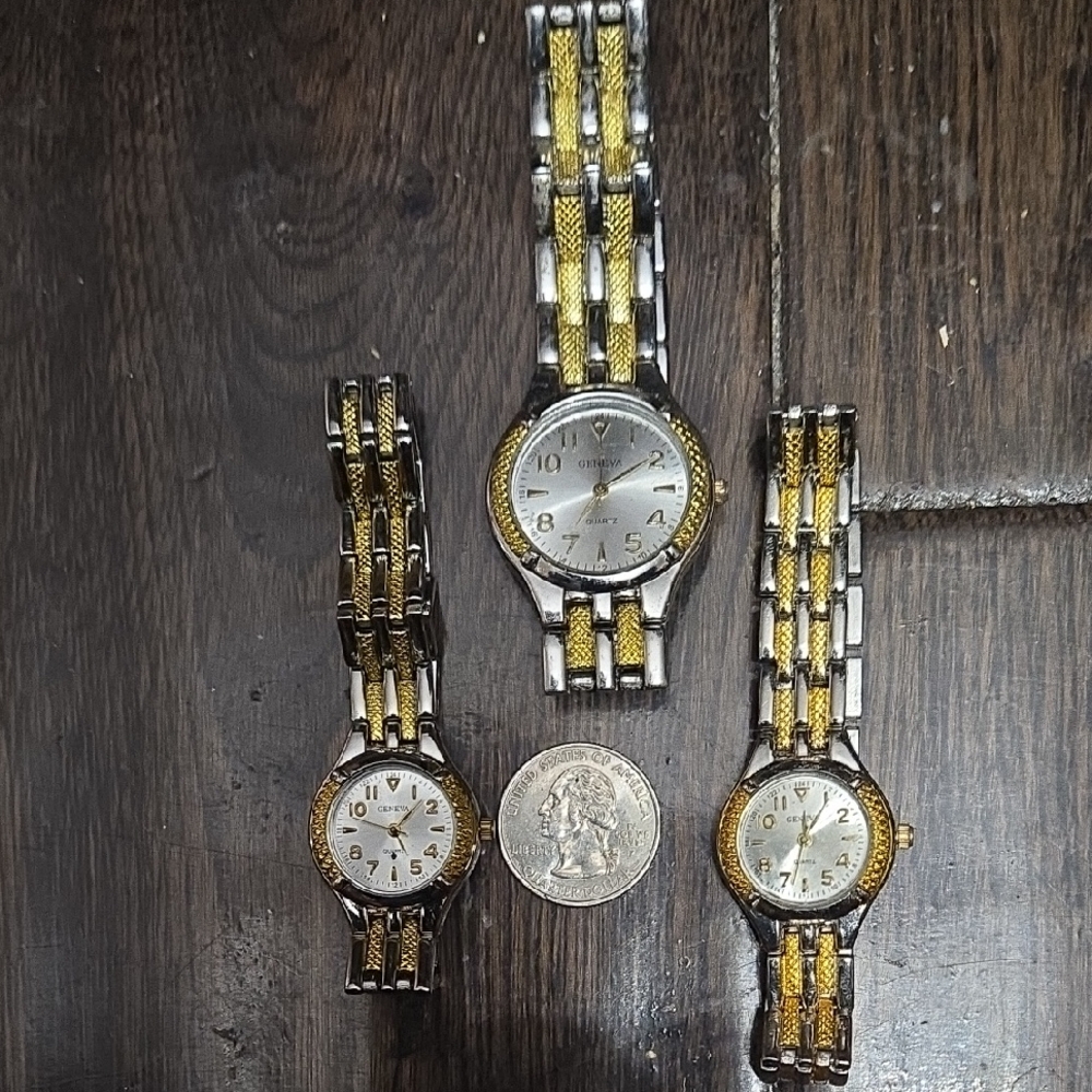 Geneva Gold and Silver Watch Set